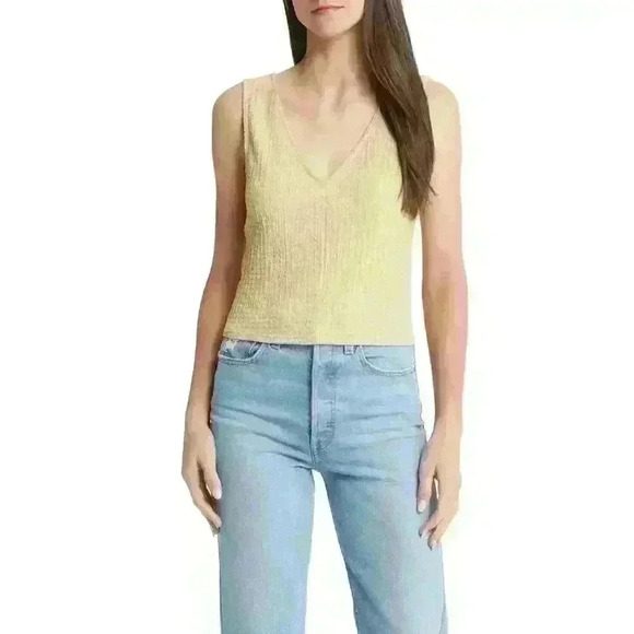Madewell Tops - Madewell Rue Top - Geo Stretch Jacquard V Neck Tank in Pale Lichen NWT